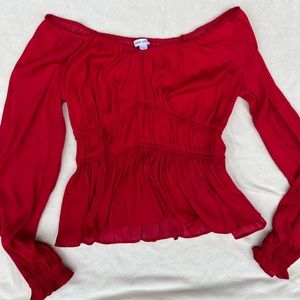 Nine West red ruffled shirt